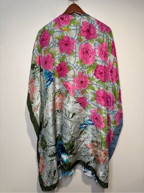 Aratta Floral Patchwork Kimono Shrug in Pink, Green, Blue